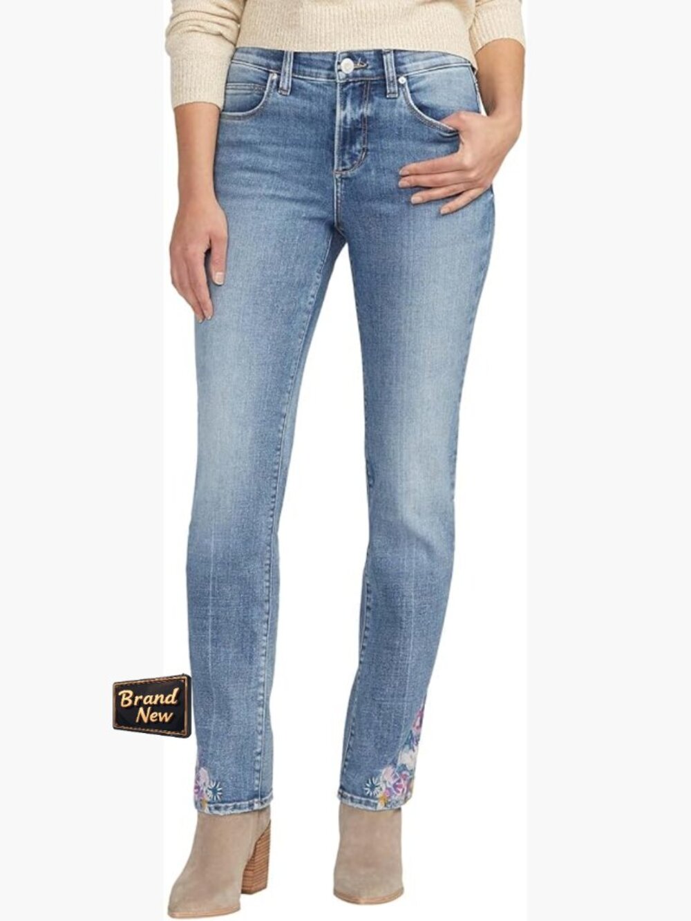 Mid Rise Straight Leg Jeans with Smoothing Shaping Technology